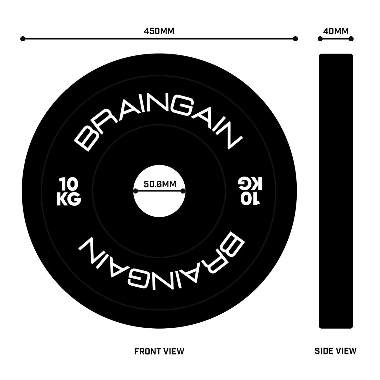 Schwarze HD Bumper Gewichtsscheiben aus Gummi – 5 kg bis 25 kg