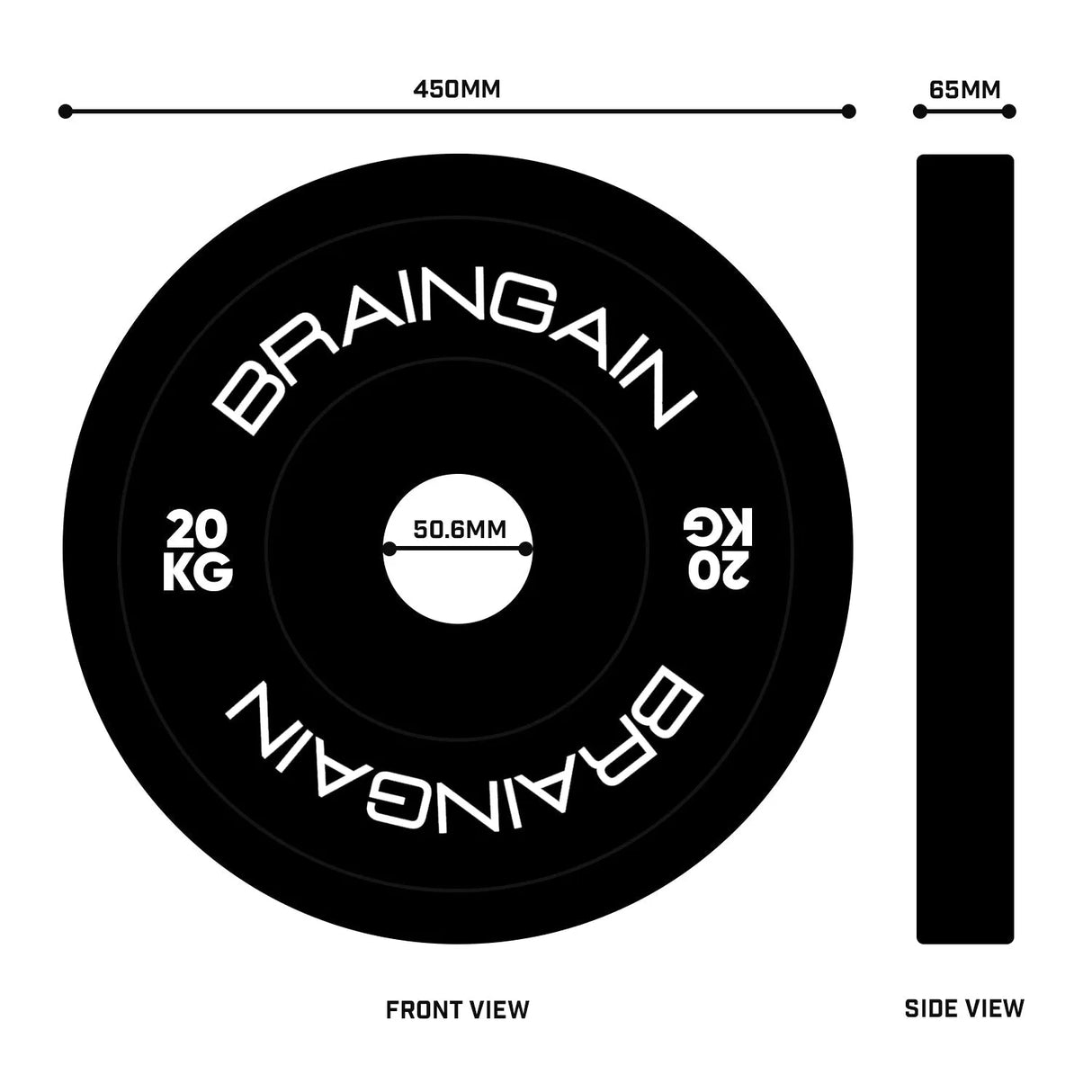 Schwarze HD Bumper Gewichtsscheiben aus Gummi – 5 kg bis 25 kg