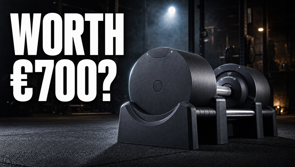 Worth €700? BrainGain SmartBells Pro 41.5 kg adjustable dumbbells in a dark gym