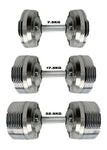 32.5kg Chrome Adjustable Dumbbell (Pair) - 1.5kg Increment