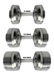 32.5kg Chrome Adjustable Dumbbell (Pair) - 1.5kg Increment
