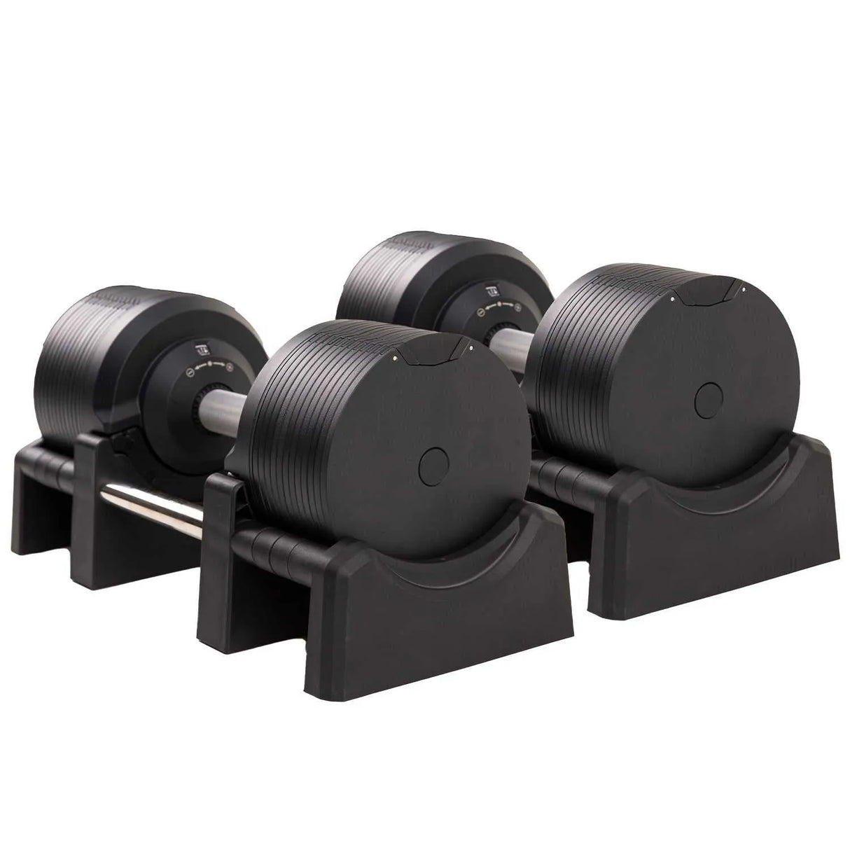 Top view of BRAINGAIN 41.5kg black adjustable dumbbell showing weight plates and twist handle