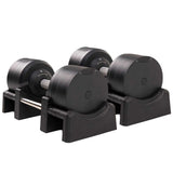 Top view of BRAINGAIN 41.5kg black adjustable dumbbell showing weight plates and twist handle