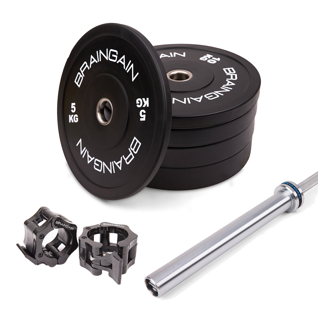 BRAINGAIN Spartan Gym Bundle (100kg Plates, 15kg Olympic Bar)