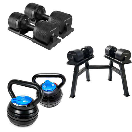 SmartBells Ninja Gym Bundle: 40kg Ninja Adjustable Dumbbells, Ninja Stand and 2x 18kg Adjustable Kettlebell