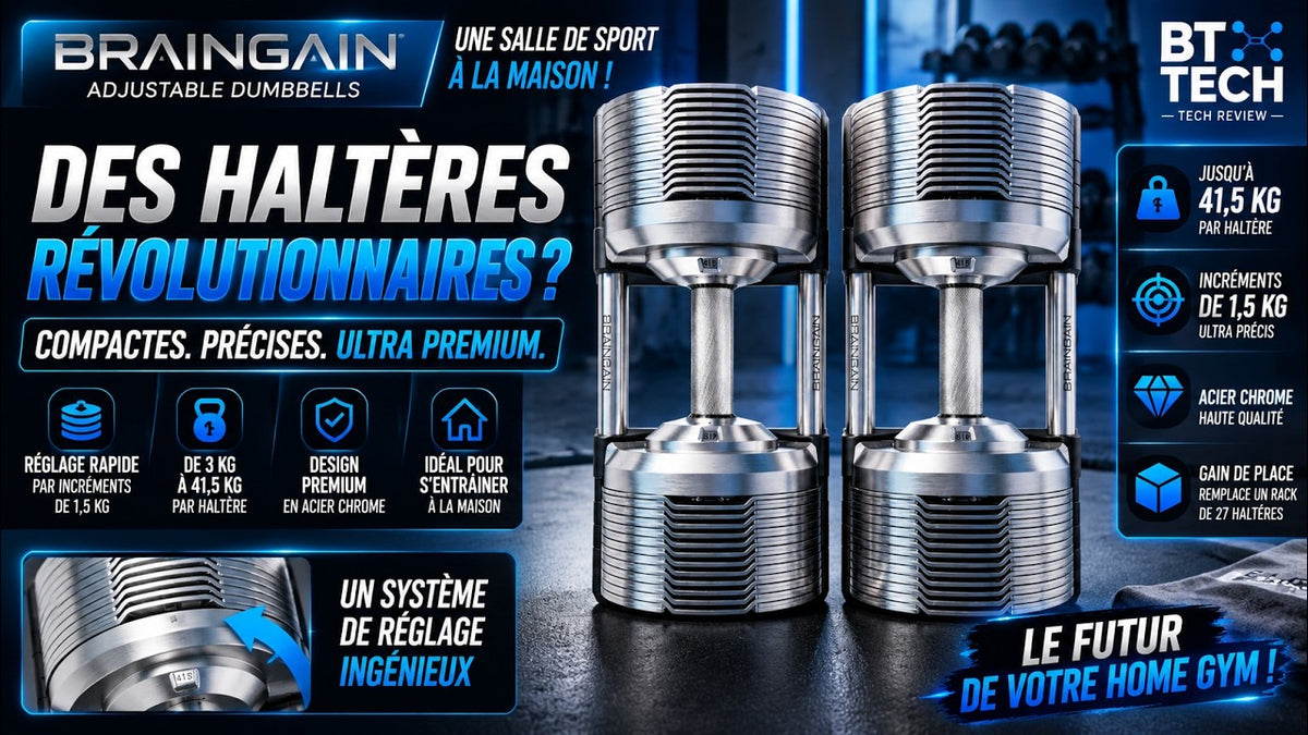 Haltères Réglables de 4 à 41,5 KG qui remplacent 52 Haltères ! 🤯 | BrainGain